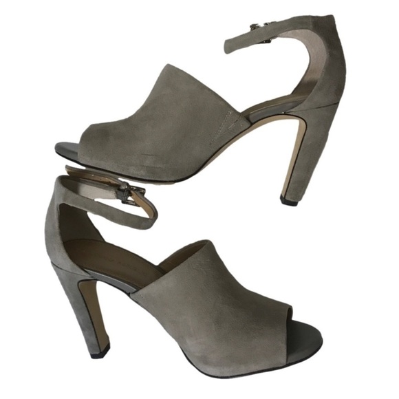 Banana Republic Rylee Suede Grey peep toe heels ankle strap Women’s shoes sz 7.5 - Picture 2 of 10